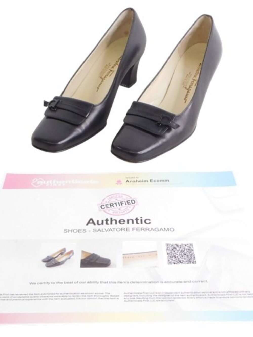 Salvatore Ferragamo Pumps Black Leather Size 8 Women